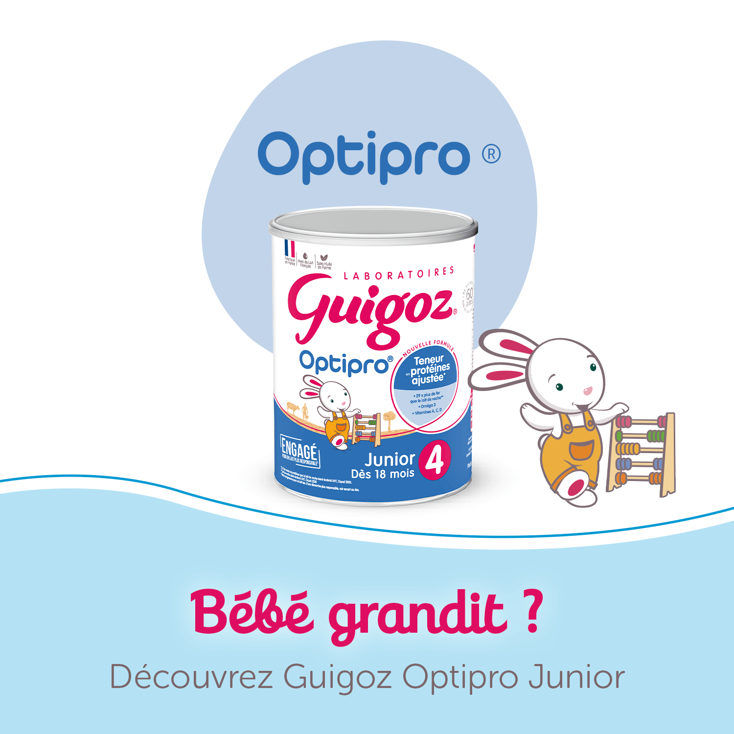 Boite de lait bébé Guigoz Optipro pour bébé dès 18 mois