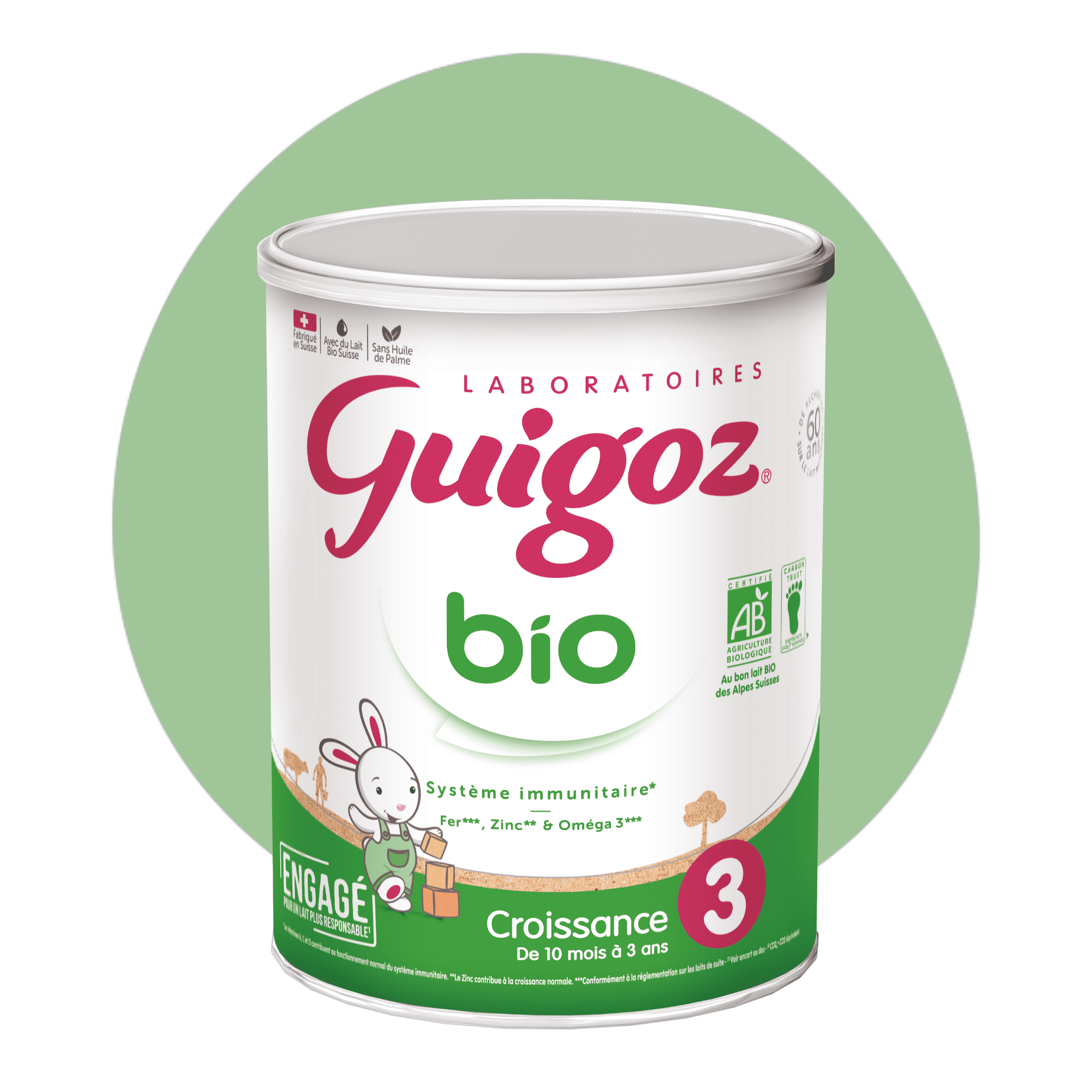 Lait infantile bio pour bébés de 10 mois à 3 ans