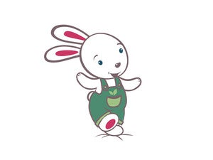 Lapinou avec une salopette verte