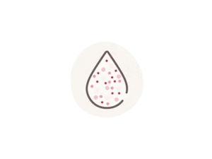 Goutte stylisée avec des points rouges représentant une irritation cutanée
