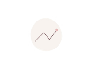 Ligne graphique en zigzag avec un point rose à l'extrémité droite.