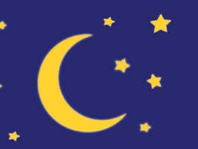Illustration ciel de nuit avec lune et étoiles
