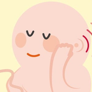 Illustration embryon dans le ventre de maman pour l'ouie de bébé
