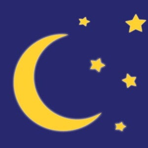 Illustration ciel de nuit avec lune et étoiles