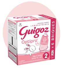 Boîte de 6 briques Guigoz Optipro de lait de suite pour bébé de 6 mois à 1 an