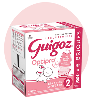 Boîte de 6 briques Guigoz Optipro de lait de suite pour bébé de 6 mois à 1 an