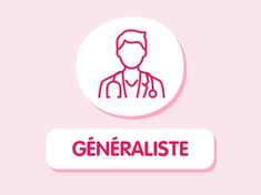 pictogramme médecin  avec texte "généraliste" en dessous rose