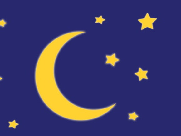 Illustration ciel de nuit avec lune et étoiles