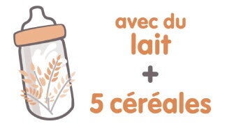 Biberon de lait avec illustration de cinq céréales en arrière-plan. Biberon de lait avec illustration de cinq céréales en arrière-plan.