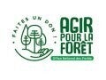 Logo for Agir pour la forêt (Office National des Forêts): green text and stylized hand with tree