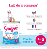 Infograhie Lait de croissance Guigoz Optipro pour bébé de 1 à 3 ans