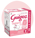 Boîte de 6 briques Guigoz Optipro de lait de suite pour bébé de 6 mois à 1 an