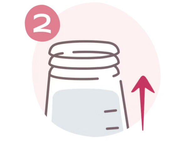 Bocal en verre avec couvercle à soulever, étape 2 d'une procédure.